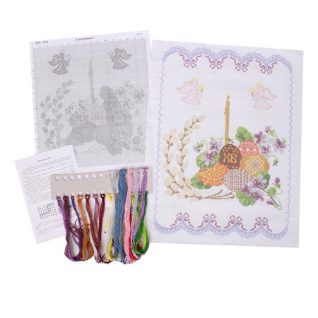 Set for embroidery of the rushnik "Easter" 50 cm, homespun canvas-1