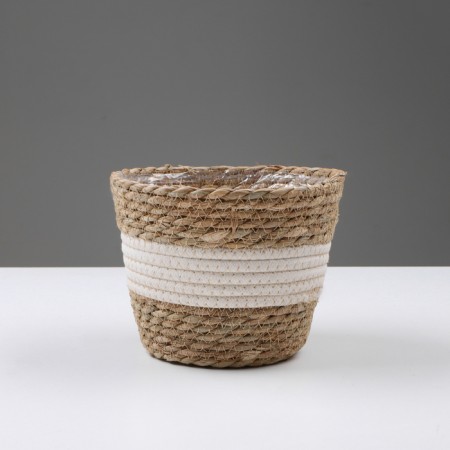 Kashpo wicker "Tanzania", 17.5x17.5x16 cm, natural, white