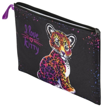 Brauberg A4 notebook folder, 1 compartment, polyester, on a zipper, with a pen, "Leopard", 272170-4