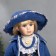 Doll Collectible Ceramics "Stasya in a blue striped dress and blue jacket" 40 cm