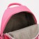 A backpack with a zipper, 5 outer pockets, pink color
