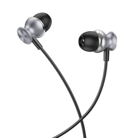 Hoco M106 headphones, wired, vacuum, microphone, 1.2 m, gray
