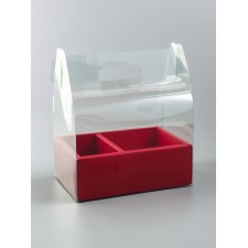 PVC box for flowers and desserts 26 x 18 x 30 cm, red