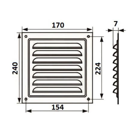 Ventilation grate Zein Lux RM1724SR, 170 x 240 mm, with a grid, metal, silver-5