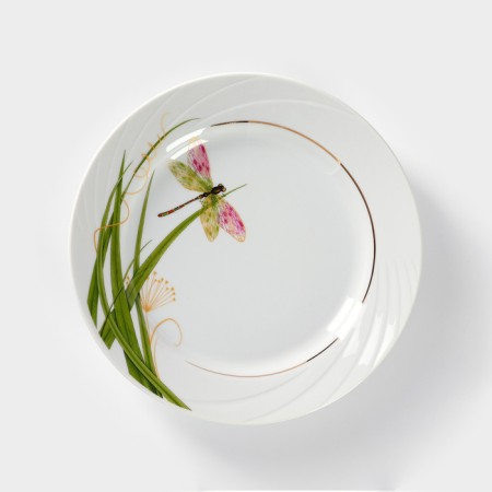 Porcelain plate "Dragonfly", d = 20 cm, white