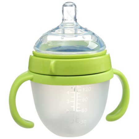 A bottle for feeding M&B, SHG Ø70mm, 150ml., With handles, silicone flask, green color-3