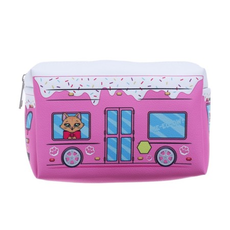Penal soft, 1 department, 100 x 180 x 80 mm, voluminous "bus with kittens", pink-2