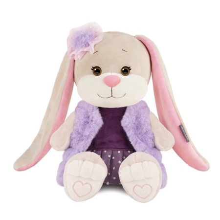 Soft toy "Bunny in a fashionable fur vest", 20 cm-1