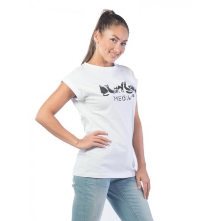 Women's T -shirt Meow, size 52, white color-2