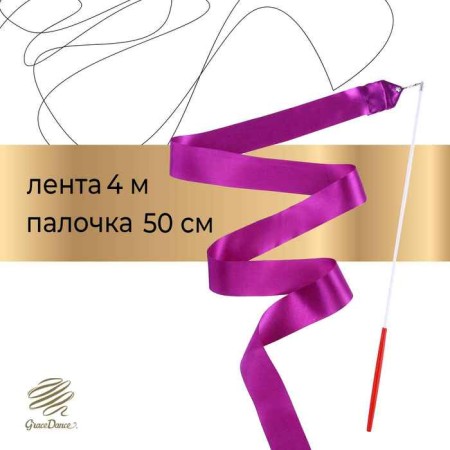 Ribbon for rhythmic gymnastics with a stick Grace Dance, 4 m, purple color
