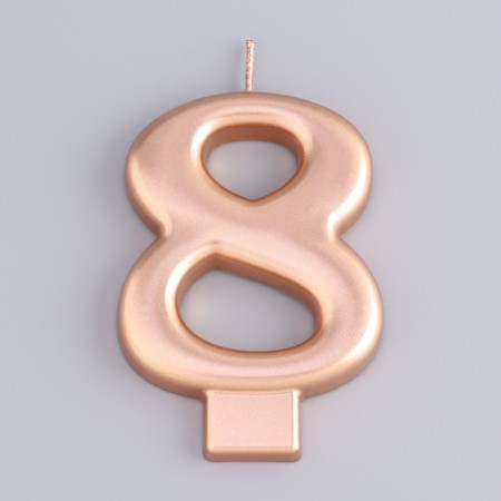 Candle for the Cake "European Giant", number 8, 7 cm, pink gold-2