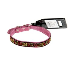 Decorated leather collar, 24-28 x 1.2 cm, mix