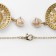 Set 2 objects: earrings, pendant "Eye", green-white color in gold, 48 cm
