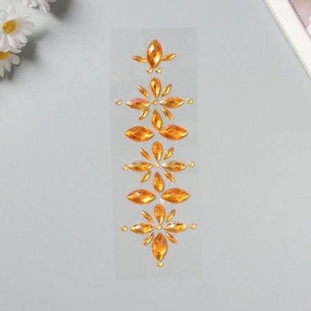 Stick plastic rhinestones "Flowers" yellow 25x8.5 cm-1