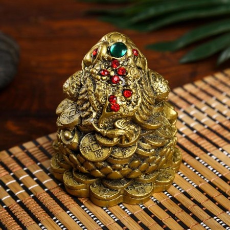 NECKE bronze "Toad on the lotus" 6.5 x 6.5 x 7.5 cm m262-2