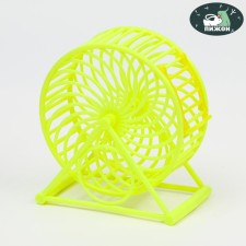 Rodent wheel on the base, plastic, 12.5 cm, yellow
