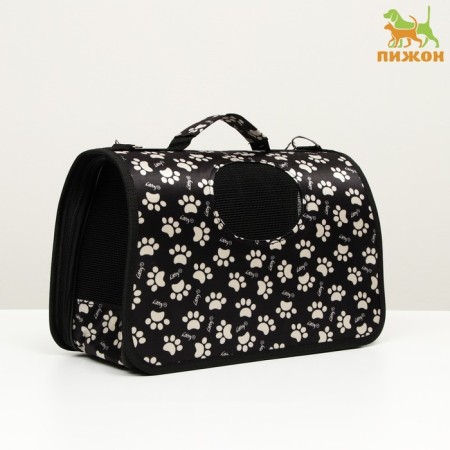 Bag - Carriage for animals "Happy" paws, black, size m, 40 x 21 x 27 cm-2