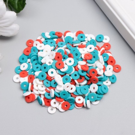 A set of beads made of polymer clay "Astra" 6 mm, 20 gr. Green, white, red mix