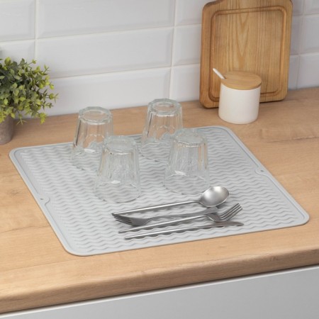 Drying rug of dishes “Wave”, silicone, 45 × 40.5 × 0.4 cm, color gray color-1