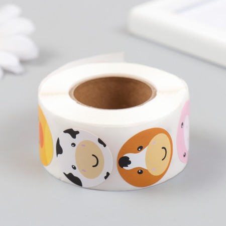 Stick Paper "Muzzle animals" d = 2.5 cm 500 pcs in a roll 3x6.5x6.5 cm-2