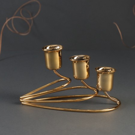 Summary metal for 3 candles "drops" gold 15x9x9 cm-4
