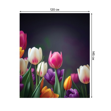 The tablecloth "Spring tulips", rectangular, Saten, size 120x145 cm-1