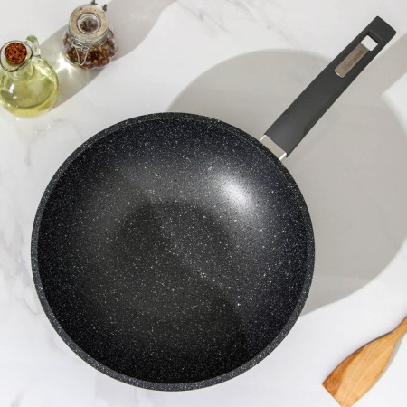 Granite frying pan, d = 28 cm, plastic handle, anti-stick coating, color gray color-1