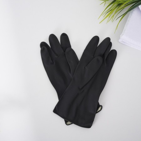Rubber domestic gloves, shares, size L, super dense, 100 g, black color-6