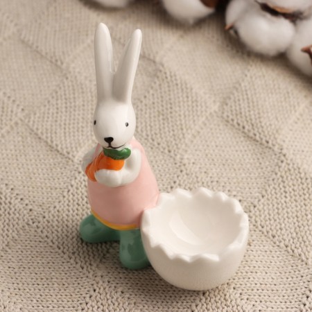 Standing for the egg "Rabbit with carrots" 8x5x11cm, mix-3