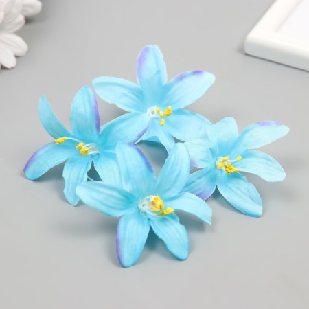 Budon on the leg for decoration "Lily Garden" purple-blue 6.5x6.5 cm-2