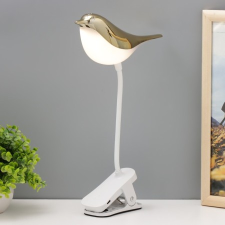 Table lamp on the clothespin "Bird" LED 3000-6000K 5W USB gold 20x7x34cm RISALUX-1