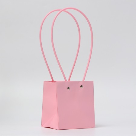 Flower bag, square, pink, moisture resistant, 13x12x12 cm-1