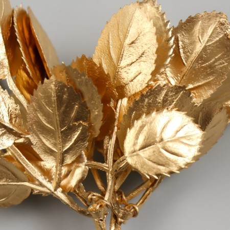 Artificial plant for creativity "Round leaves" 1 bouquet = 6 branches gold 13 cm-3