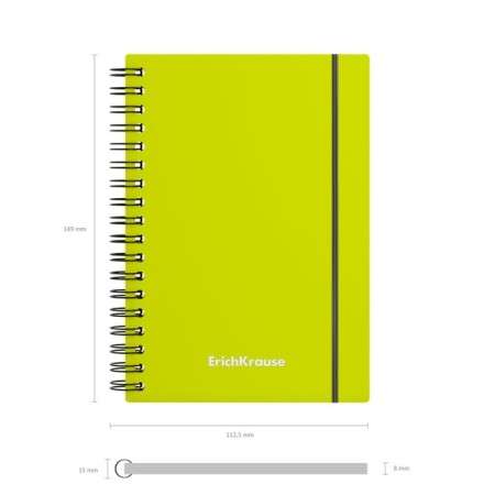 Notebook A6 (120 x 146 mm), 80 sheets in the cage on the crest Erichkrause "Neon", plastic cover, on the elastic band, an offset unit, whiteness 100%, mix-10
