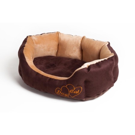 Manchester Lynchik "Hearts" No. 1, Artificial suede/velor, 53 x 40 x 16 cm, brown
