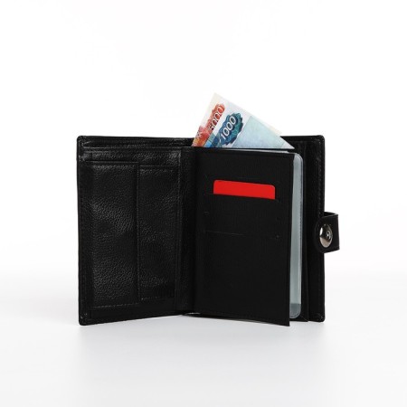 Male purse on Magnet, 3 in 1, for bills, auto documents and passports, black color-5