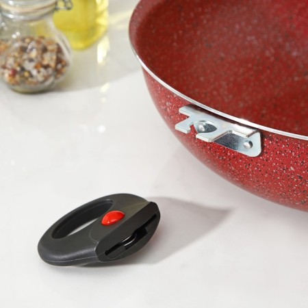 Kazan, 4 l, d = 28 cm, glass cover, two removable handles, red color-13
