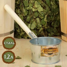 Bath for a bath made of galvanized steel, 1.2l, 45 cm, with a wooden pen, 