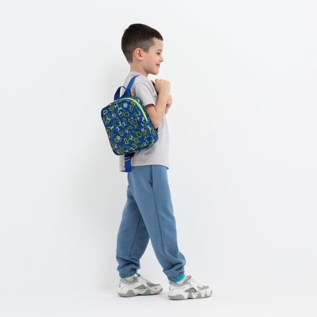 Baby backpack on lightning, external pocket, blue color-2