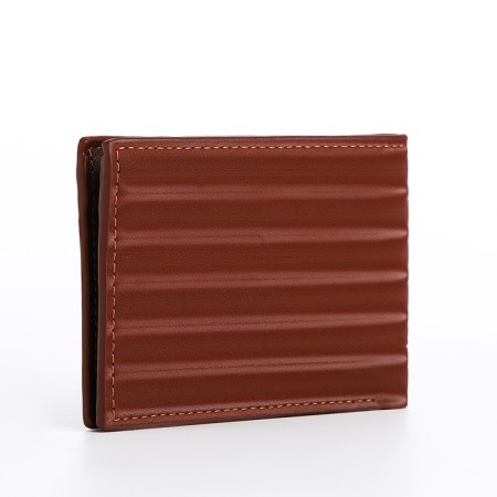 Male purse without fastening, for bills, for cards, brown color-1