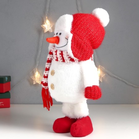 Interior doll "Snowman in a red hat with a ear with a bomb" 40x17x16 cm-2