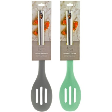 Silicone spoon Lenardi, with slots, 33 cm, color mix