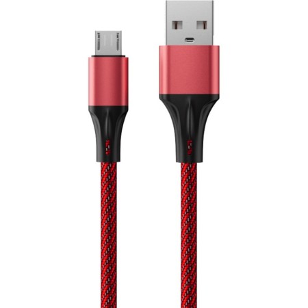 Cable Accesstyle AM24-F100M, microUSB-usb, 2.4a, fabric, fast charging, 1m, black and red