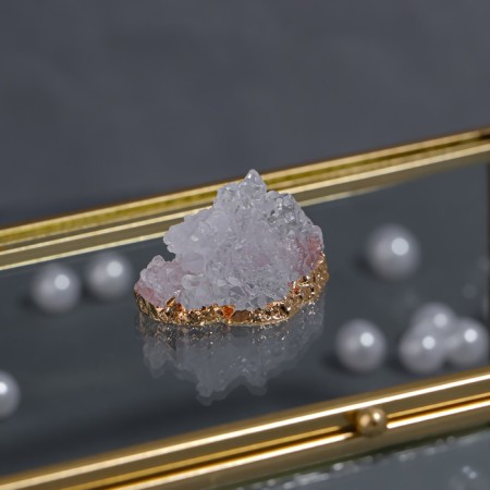 Organizer for storage "Mountains", with a lid, glass, with a mirror -bottom, 1 section, 17 × 10.5 × 7 cm, the color is transparent/copper-7