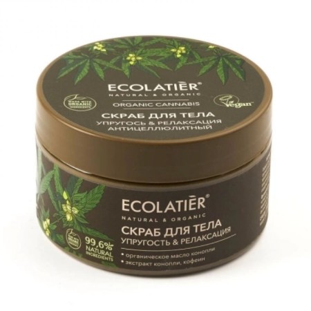 Body scrub Ecolatier Organic Cannabis "Elasticity & Relaxation", anti -cellulite, 300 g