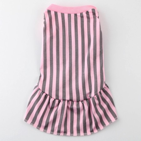 Dress for dogs Culinary, L (DS 32, Osh 38-42, OG 44-48), pink with gray stripes-1