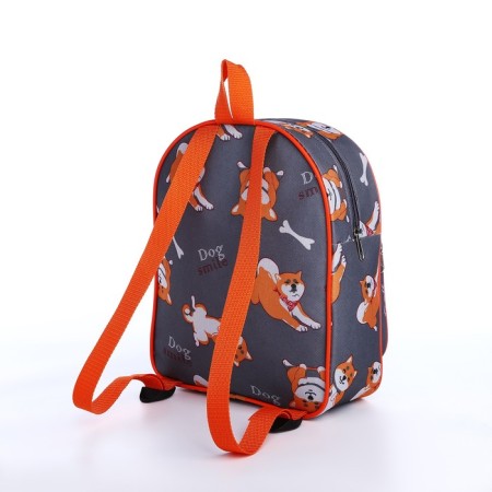Baby backpack on lightning, external pocket, gray/orange color-3