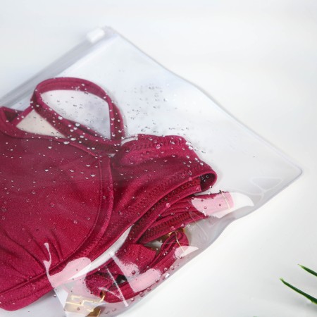 Cosmetic bag with zip-gl, transparent/pink color-5