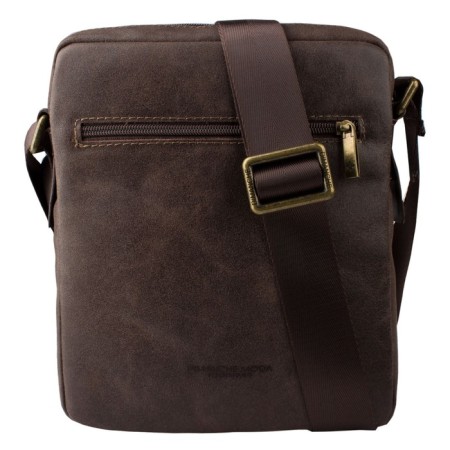 Male bag, lightning department, 1 external pocket, adjustable belt, brown color