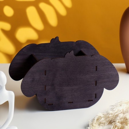 Kashpo wooden "dog" 20.5x10.5x12.5 cm white/orange-2